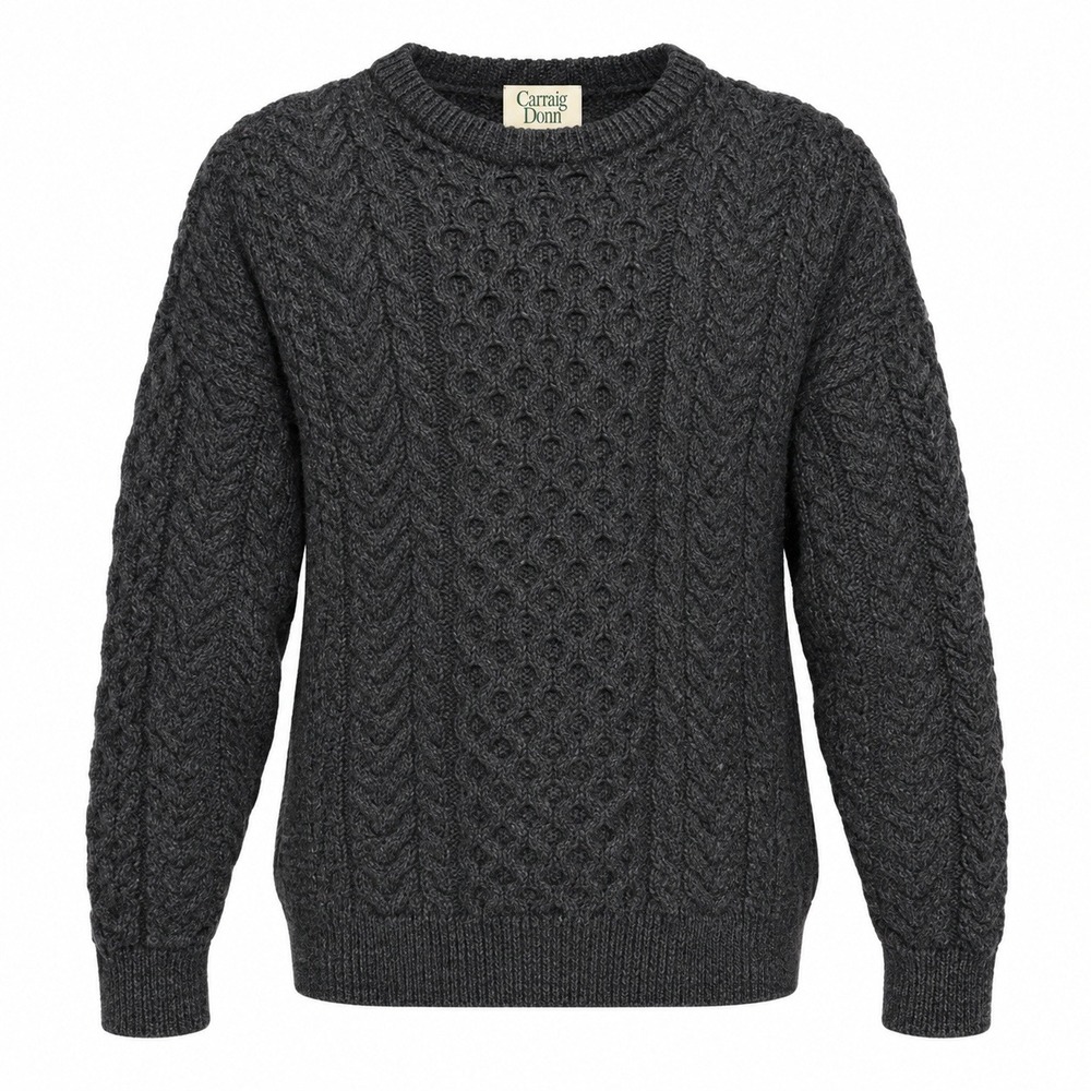 Carraig Donn Fishermancore Cable Knit Wool Sweater Mens XL Irish Aran Preppy